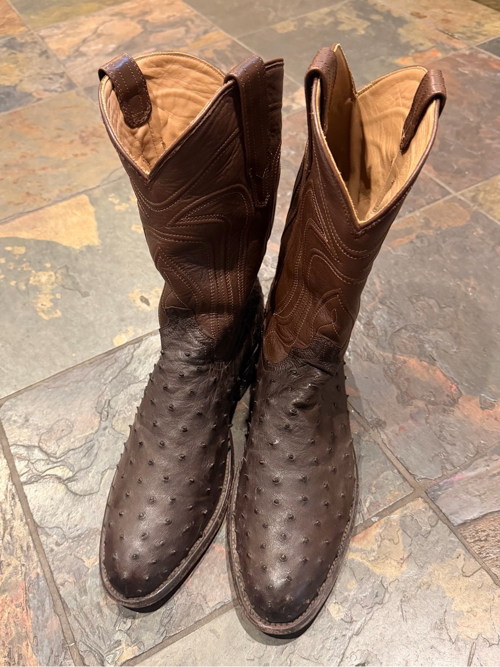 Tecovas The Wyatt Full-Quill Ostrich Cowboy Boots – Men’s 11D – Dark Brown